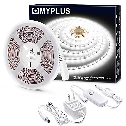 MYPLUS White LED Strip Lights 16.4ft, 6000K Dimmable Tape Light, 700 LM - color: Cold White/6000K, size: 16.4FT/5M