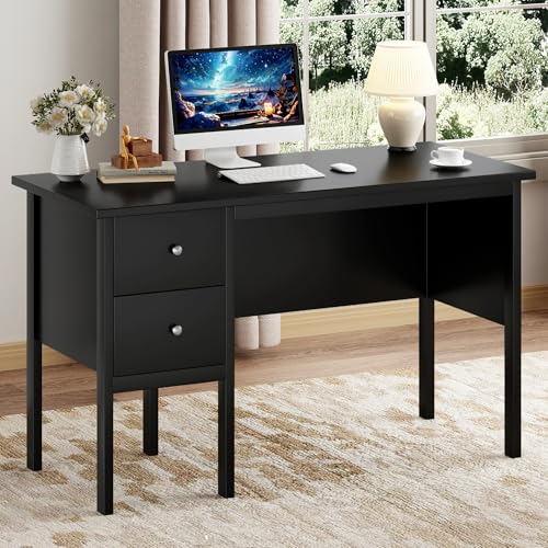 43.3" Computer Desk with Drawers for Home Office,Black | Office Desk,Study Desk,Writing Table for Living Room,Vanity Desk with Storage for Bedroom - color: Black