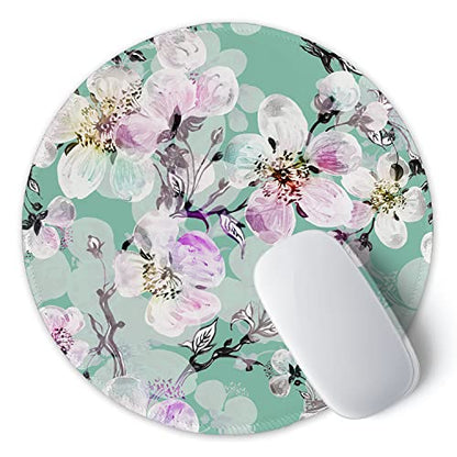ITNRSIIET Round Mouse Pad with Stitched Edge Premium-Textured Waterproof Non-Slip Rubber Base Desktop Protection Mat Diameter 8.7 inches, Beautiful Flower Art - color: Beautiful Flower Art