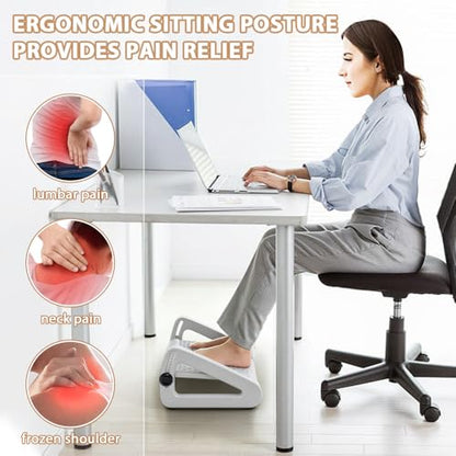 CasaZenith Foot Rest, Six Heights Adjustable Foot Rest Under Desk at Work | Ergonomic Foots Stool for Under Office Desks, Under Desk Footrest with Foot Massage Roller, Chair Footrest - White - color: White
