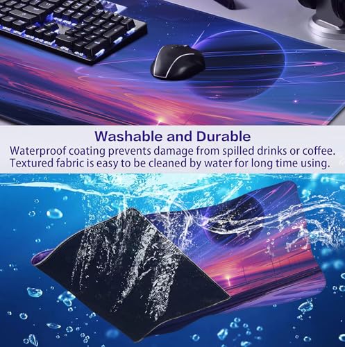 Space Landscape Computer Mouse Pad, XXL Laptop Gaming Mouse Keyboard Pad | Large Extended Mouse Pad; Full Desk Coverage; Waterproof Coating; Stable Anti-Slide Base For Gaming, Office, Study Daily Use - color: Anime Landscape