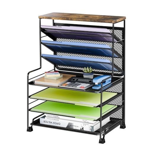 Simple Trending 8-Tier Desk File Organizer for Office, Home or School, Black