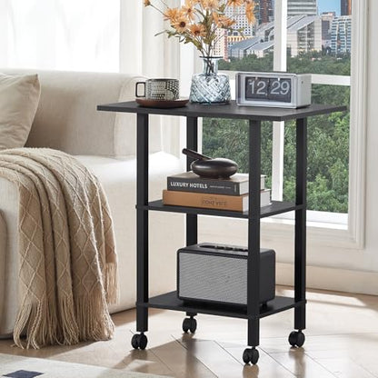 YUFAM 3 Tier Home Printer Stand with Storage, Black - color: Black, size: 15.75"D×23.65"W×25.7"H