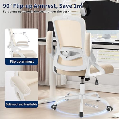 Ergonomic Office Chair Desk Chair with Adjustable Lumbar Support - color: Buff Beige