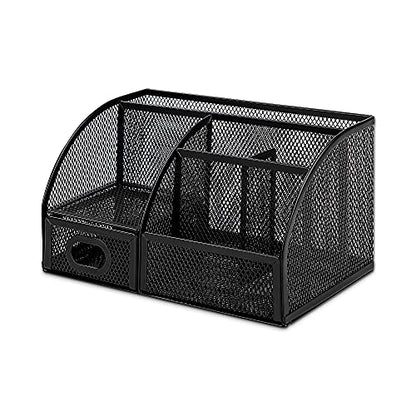 Amazon Basics Mesh Pen Holder and Desktop Desk Organizer, Office Caddy Storage for Writing Utensils, 9.1 x 5.9 x 5.5 inches, Black - style: Pen Holder Organizer
