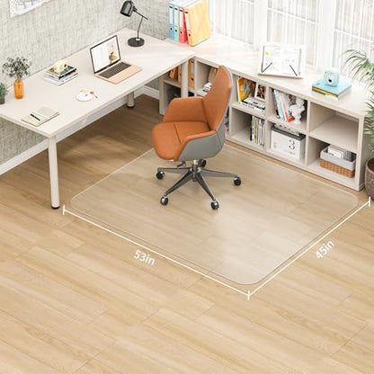 53" X 45" Office Chair Mat for Hardwood Floor, PVC Clear Desk Chair Mat for Hard Floors - Can't be Used on Carpet - size: 45" x 53" for Hard Floor