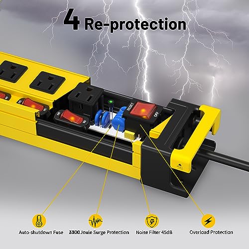 Plug'n 10 Outlet 3300J Surge Protector Power Strip with Individual Switches,Heavy Duty Power Strip with Cord Manager,9FT/14AWG/15AMP/1875W Power Cord,2 Packs - size: 10 Outlet, style: 9FT 2PACKS