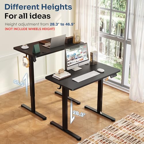 Monomi 35"x20" Small Electric Standing Desk,Whole Piece Desktop,Black - color: Black, size: 35x20