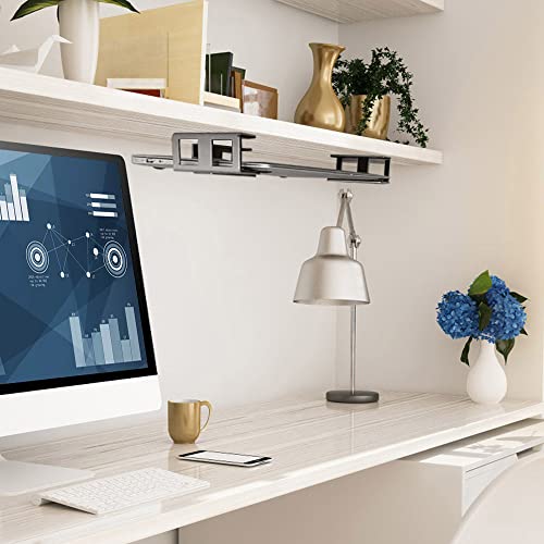 IFCASE Under Desk Laptop Mount, Metal Under Desk Shelf Holder for Laptop, Mac mini, MacBook, Keyboard with Anti-Scratch Silicone (Silver) - color: Silver
