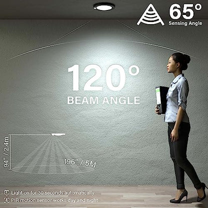 ZAGO LED 6" 120 Volts Closet Light Wired, PIR Motion Sensor Ceiling Disc Light, 15W, 1100 Lumens, CRI>80, 5CCT Daylight White for Closet, Laundry, Garage, Pantry, Wet Location, ETL, White, 2 Packs - color: White-5CCT-2Packs