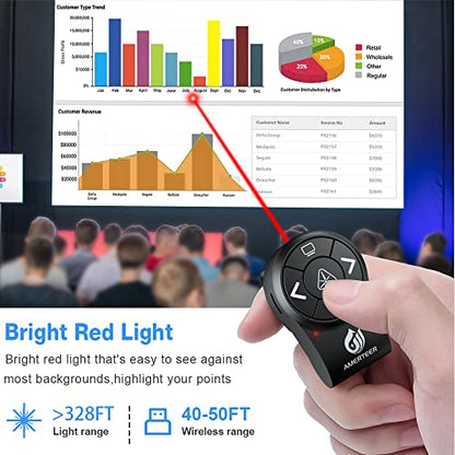 AMERTEER Wireless Presentation clicker for PowerPoint Presentations, RF 2.4GHz Finger Ring Remote, PPT Slides Clicker Pen Rechargeable - size: RF