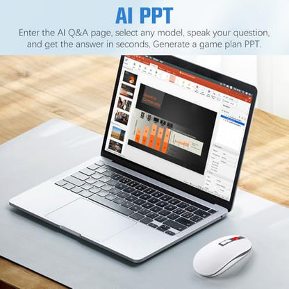 AI Mouse, AI Voice & Audio Recorder, AI Real-Time Transcription, Translation & Summarization, Ergonomic Presenter Remote, for Office Remote Work High-Performance Device