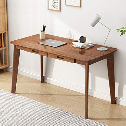 IOTXY Solid Wood Writing Desk - Home Office Laptop Computer Table, Walnut - color: Walnut, size: 120CM