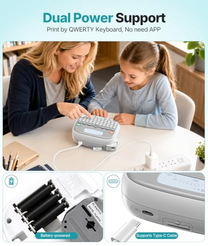 Rongta TM95 Label Maker Machine, QWERTY Keyboard, 12mm Portable Labeler