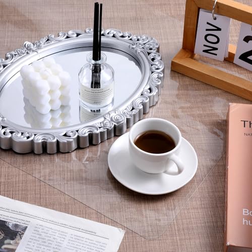6 Pcs Nightstand Protector, Plastic Bedside Table Covers 15.8 x 23.6 Inch 1.5 mm Thick PVC Clear Table Cover Protector Coffee Tables Cover Multipurpose Clear Desk Mat Rectangle for Nightstand