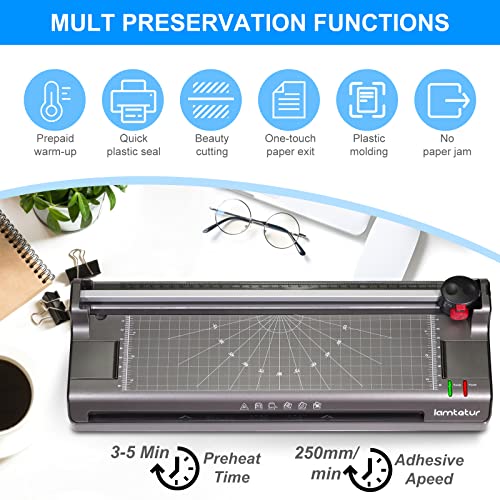 Lamtetur A3 Thermal Laminator Machine with 70 Letter Size Laminating Sheets | 11X17 Laminating Machine For Office Home School Teacher,13 inch Hot&Cold Lamination 3-5Mil With Paper Cutter,Corner Rounder