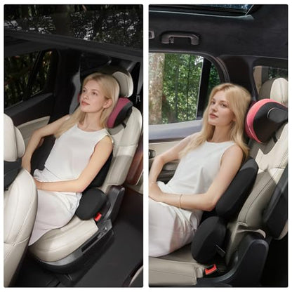 BEBAS Ergonomic Car Headrest Pillow, Memory Foam Neck Support, Red - color: Red