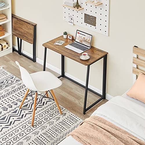 WOHOMO Folding Desk, 31.5" Foldable Computer Table for Small Spaces, Walnut - color: Brown, size: Small Size:31.5 x 15.7
