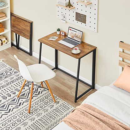 WOHOMO Folding Desk, 31.5" Foldable Computer Table for Small Spaces, Walnut - color: Brown, size: Small Size:31.5 x 15.7