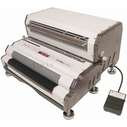 Akiles ACM-EPI41+ Model CoilMac-EPI+ Electric Coil Punch with HD Electric Coil Inserter, Special 4 x 5mm Oval Holes, All 54 Disengageable Pins, Letter 4:1 Pitch, Up to 25 Sheets Punching Capacity | Electric Punch, With Electric Inserter