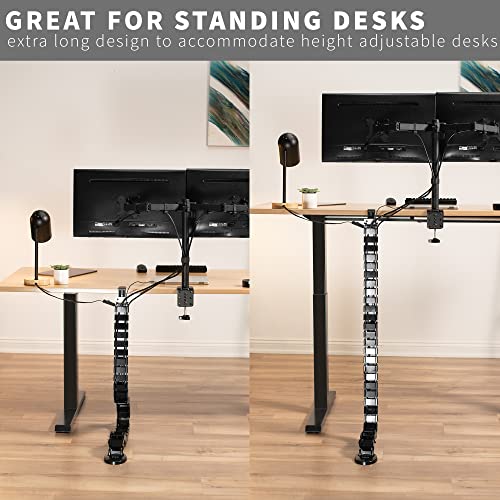 VIVO Black Clamp-on Desk Vertebrae Cable Management Kit, DESK-AC01P-B - color: Black