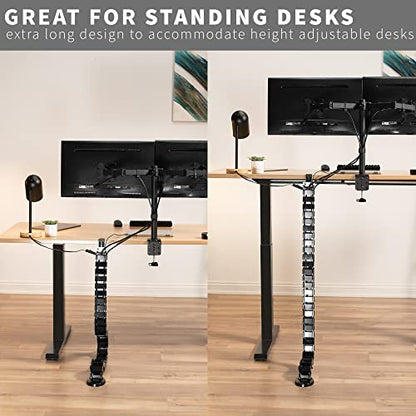 VIVO Black Clamp-on Desk Vertebrae Cable Management Kit, DESK-AC01P-B - color: Black