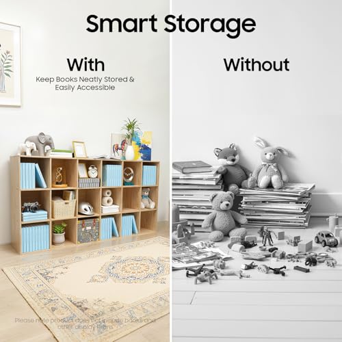 18 Cube Storage Organizer - Solid Wood Bookshelf for Bedroom, Living Room | Vertical or Horizontal Bookshelf Organizer | Open Book Shelf | Easy Assembly | 70.87''Lx11.81''Wx23.62''H (18 Cubes) - size: 18 Cubes