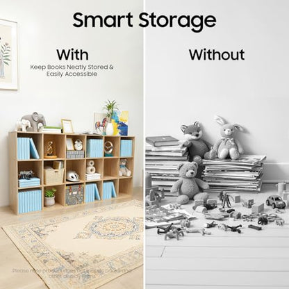 18 Cube Storage Organizer - Solid Wood Bookshelf for Bedroom, Living Room | Vertical or Horizontal Bookshelf Organizer | Open Book Shelf | Easy Assembly | 70.87''Lx11.81''Wx23.62''H (18 Cubes) - size: 18 Cubes