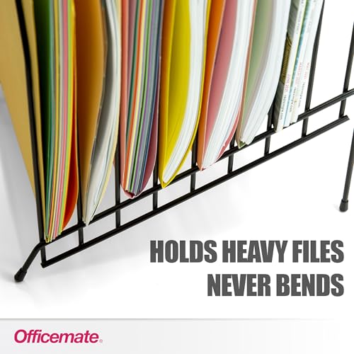 Officemate Large Incline 8 Compartment Wire Caddy, Black, 8.5 x 10.375 x 12.625 Inches (Pack of 6) - size: Pack of 6, style: Pack of 1