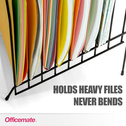 Officemate Large Incline 8 Compartment Wire Caddy, Black, 8.5 x 10.375 x 12.625 Inches (Pack of 6) - size: Pack of 6, style: Pack of 1