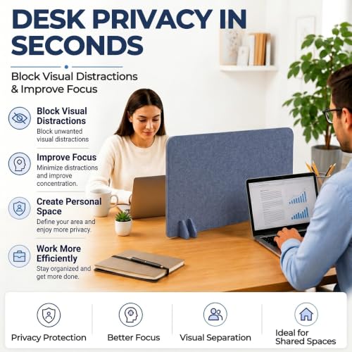 Desk Privacy Divider [6-Pack] 24" x 16" Freestanding Felt Panel - size: 6-Pack