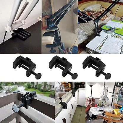 3 Pack Desk Lamp Swing Arm Clamp Replacement Clip Non-Marring Plastic Bracket Stand Base Holder for Desktop Architect Adjustable Gooseneck Table Lamp LED Light Microphone Camera Scissor Arms