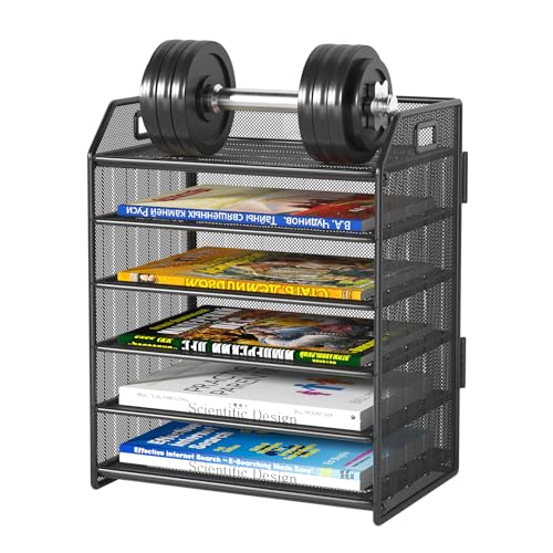 6 Tier Paper Organizer Letter Tray, Metal Mesh Paper Tray Organizer for Desk with Pull-Out Bottom Tray, Desktop File Organizer for Letter/A4 Files, Office Home Classroom, Black - color: 6-tier Black