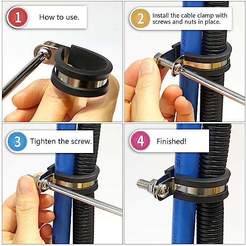 50 PCS 1/4 Inch Cable Clamps, 304 Stainless Steel Cable Clamps, Insulated Clamp, Hose Clamp, Pipe Clamp, Sturdy Clamp, and Wire Clamp by RTHIEAI - size: 1/4 Inch, style: 50 pcs