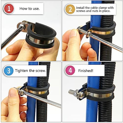 50 PCS 1-1/2 Inch Cable Clamps, 304 Stainless Steel Cable Clamps, Insulated Clamp, Hose Clamp, Pipe Clamp, Sturdy Clamp, and Wire Clamp by RTHIEAI - size: 1-1/2 Inch, style: 50 pcs