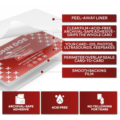 XFasten Self Seal Laminating Pouches Business Card Size 4-Inch x 3-Inch 100-Pack, 10 Mil Business Card Laminating Pouches Non-Yellowing Self Sealing Laminating Sheets Business Card Size - size: Pack of 100