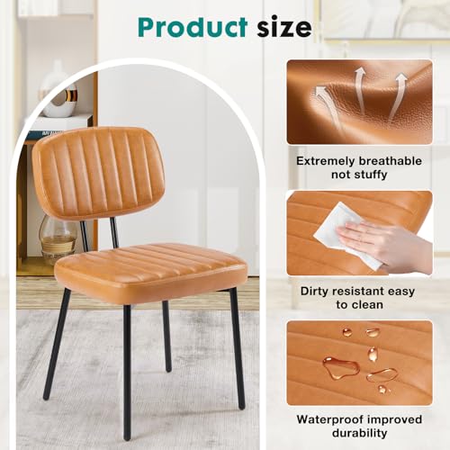 OLIXIS Dining Chairs Set of 6, Mid Century Modern Kitchen Chairs | Faux Leather Cushion Seat, Metal Legs Backrest, Living Room Home Office Bedroom, Brown - color: Blown, size: Set of 6