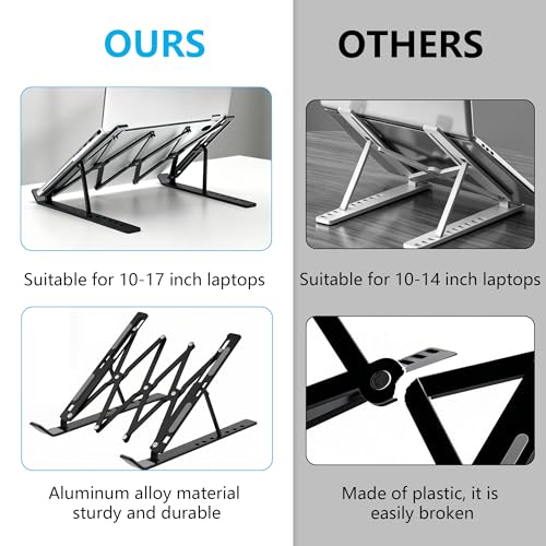 Laptop Stand for Desk, Adjustable Laptop Riser, Black | Portable Foldable Laptop Stands Travel for 10-17” Laptops - color: Black