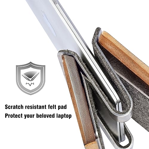 Vertical Laptop Stand for Desk, Wooden Laptop Holder Vertical for MacBook, HP, Samsung, Chrome Book and Other Laptops(Walnut) - color: Walnut-03