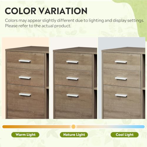 DEVAISE Wood File Cabinet, 3 Drawer Lateral Filing Cabinet, Gray Oak - color: Gray Oak