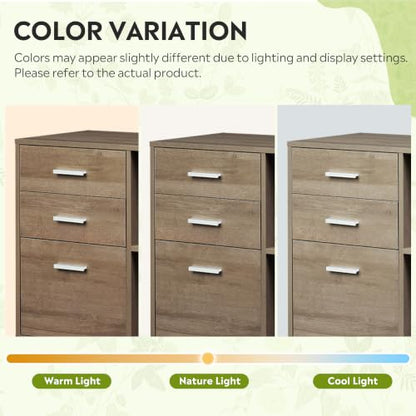 DEVAISE Wood File Cabinet, 3 Drawer Lateral Filing Cabinet, Gray Oak - color: Gray Oak