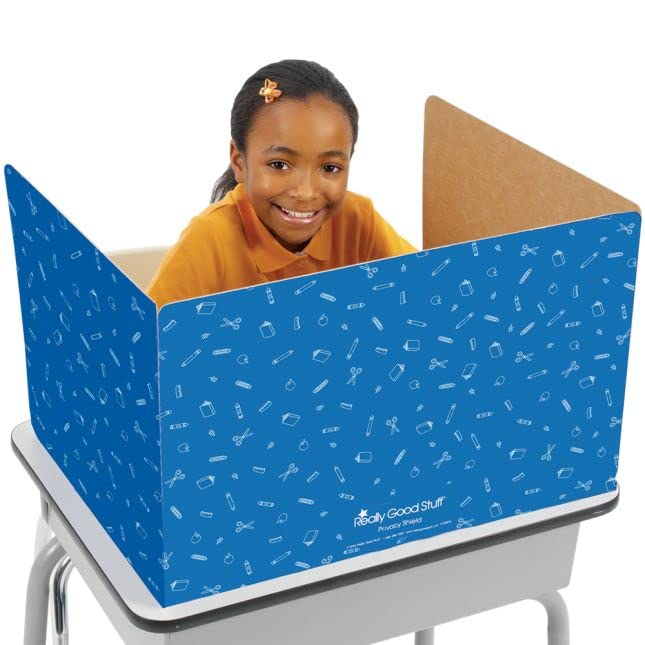 Really Good Stuff Standard Privacy Shield, 3 Colors, Set of 12 | Matte Finish in Red, Green & Blue, Desk Dividers - color: Red, Blue, & Green Pencils, size: Large 14"H