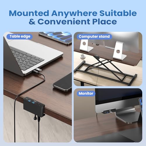 EJAY Clamp USB Hub 5-in-1 USB C Hub 4.92ft Cable for iMac & PC - color: Black