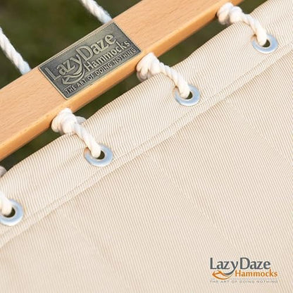 Lazy Daze Double Quilted Hammock with Pillow for Outside, Fit 13-15Ft Stand - color: Natural