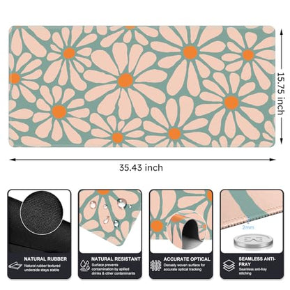 iCasso Desk Mat, Desk Matt for Desktop, Cute Desk Pad Mat, Green Floral - color: A-Green Floral