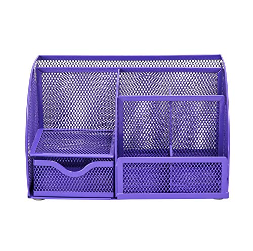 Exerz Metal Mesh Desk Organizer 7 Compartments Drawer Tidy Caddy Purple - color: Purple