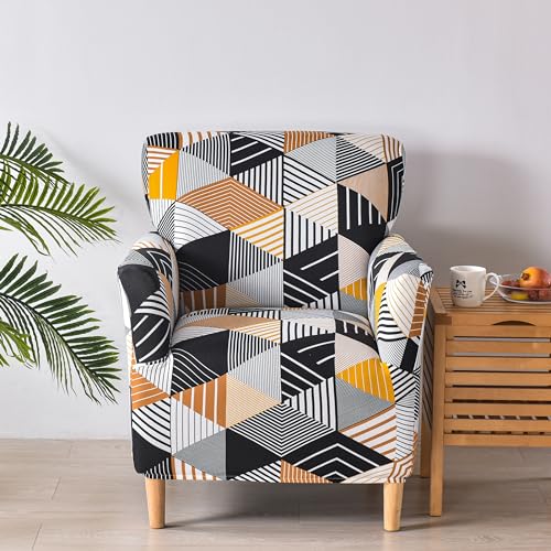 LiveGo Stretch Mid Century Modern Armchair Slipcover 1-Piece Jacquard Accent Chair Covers with Arms Soft Waterproof Chair Slipcovers for Living Room Furniture Protector Office (Color E) - color: Color E