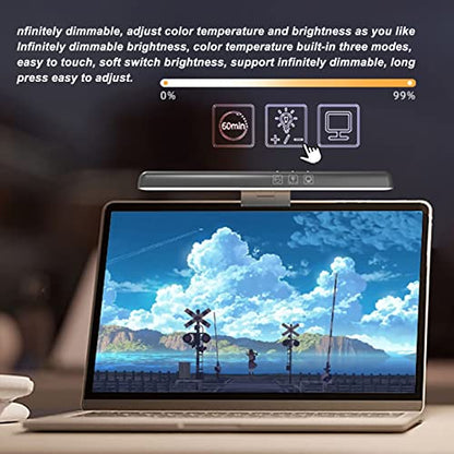 Computer Monitor Lamp with 3 Adjustable Color Temperatures, Dimmable LED Screen Light Bar with Touch Control, Asymmetric Optics for Eye Protection