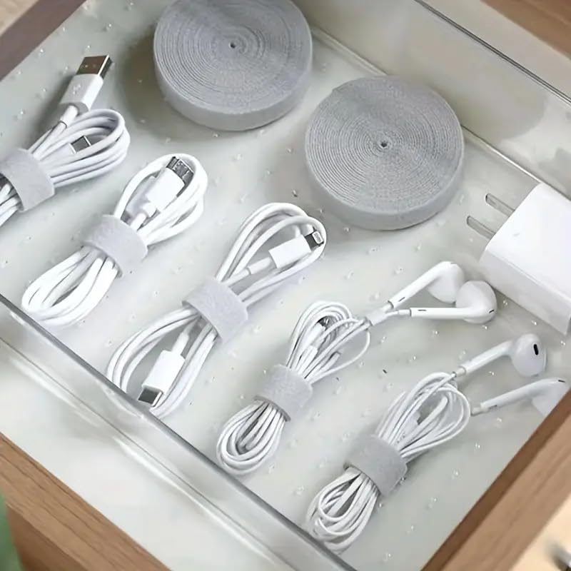 1 Pack Adjustable Cable Organizer Roll | 3m (118.1 inch) Reusable Wire Management Strap for Desktop and Electrical Cable Routing
