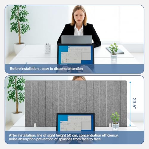 48" Desktop Privacy Screen - Sound Absorbing Felt Panel, Clamp-On Foldable Office Divider for Desk, Dark Grey - color: Dark Grey